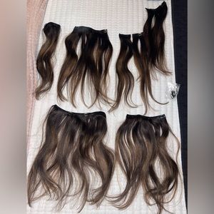 14in Clip-in Hair Extensions. Human hair. Dark Brown/Chestnut. WORN ONCE